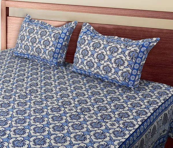 Blue_Cotton_Imperial_Flourish_Double_Bedsheet_With_Pillow_Cover_120X120_Cm